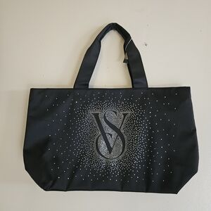 Victoria's Secret Black Tote with Rhinestone Logo